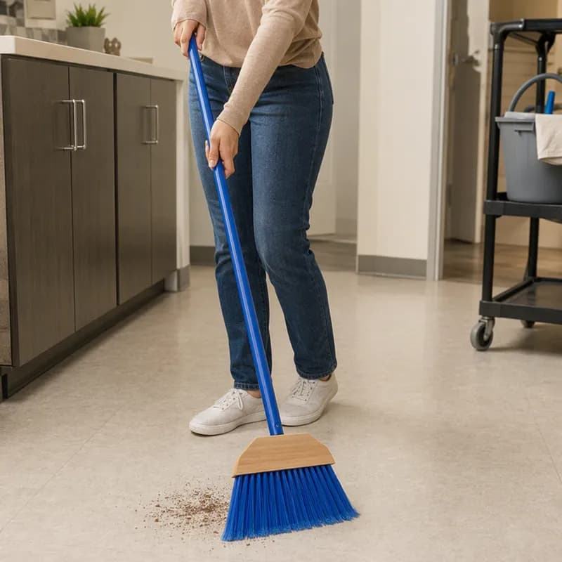 SKILCRAFT® Broom 46 IN Blue Plastic Wood Tilt-Angle 1/Each