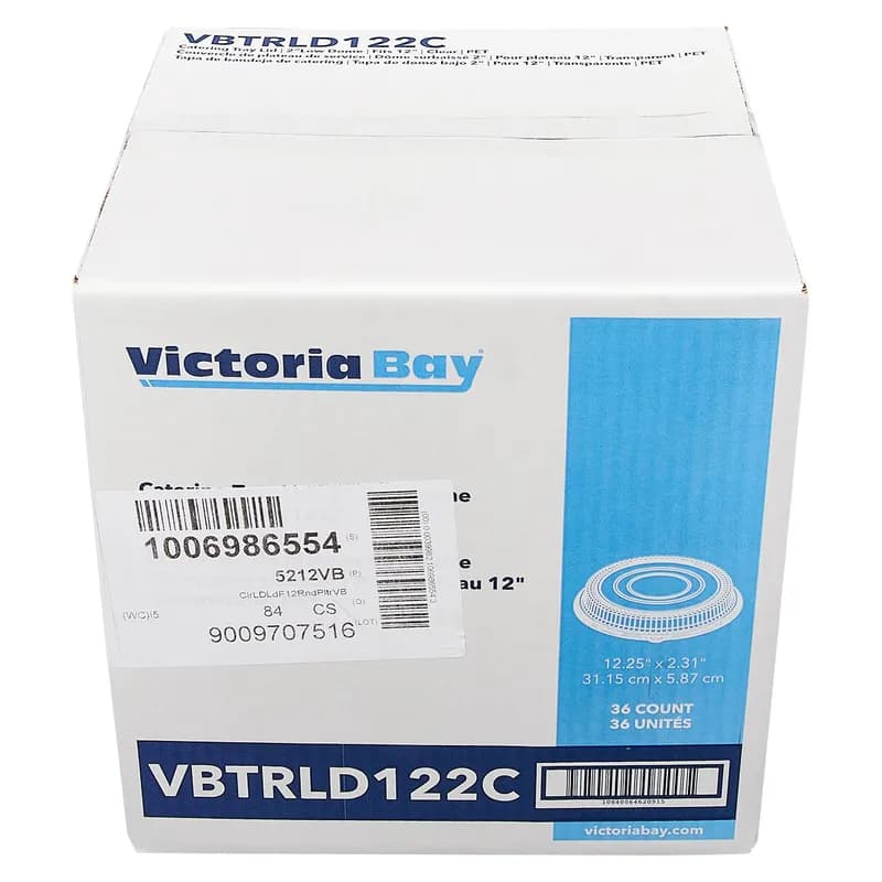 Victoria Bay Lid Low Dome 12X2 IN PET Clear Round For Catering Tray 36/Case