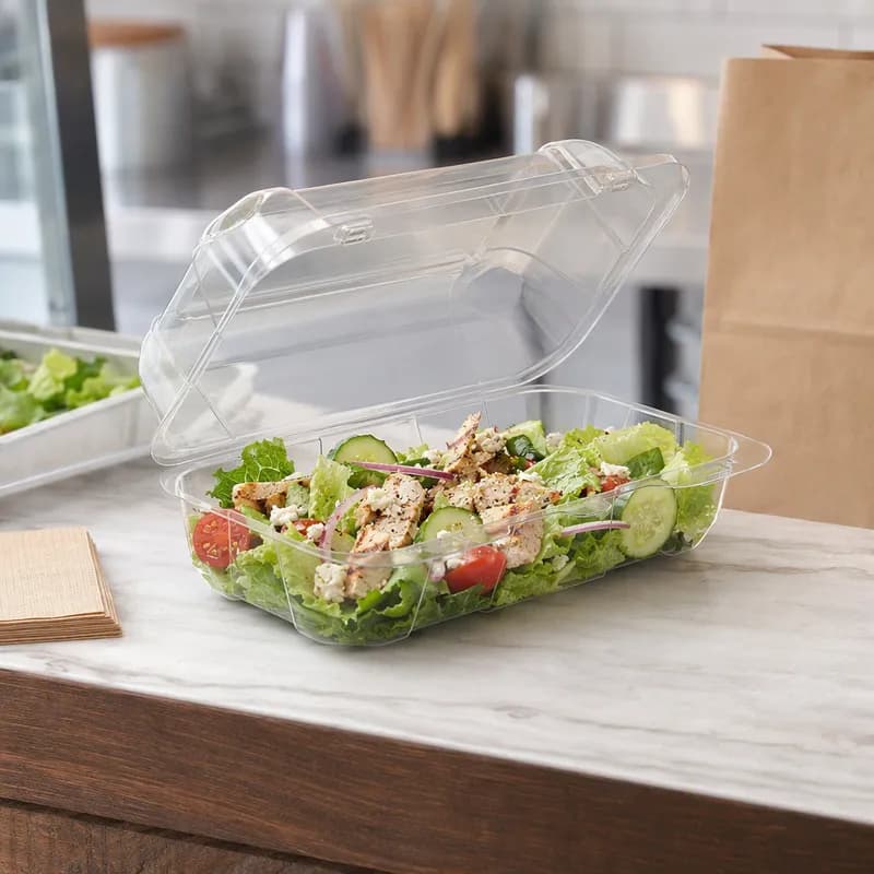 Essentials SureChoice® Take-Out Container Hinged 8.875X5.3125X3.375 IN RPET Clear Rectangle 500/Case