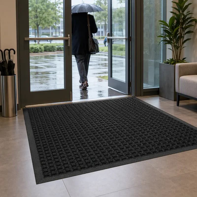 WaterHog® Entrance Mat 72X120 IN Charcoal With Smooth Backing Fashion Border 1/Each