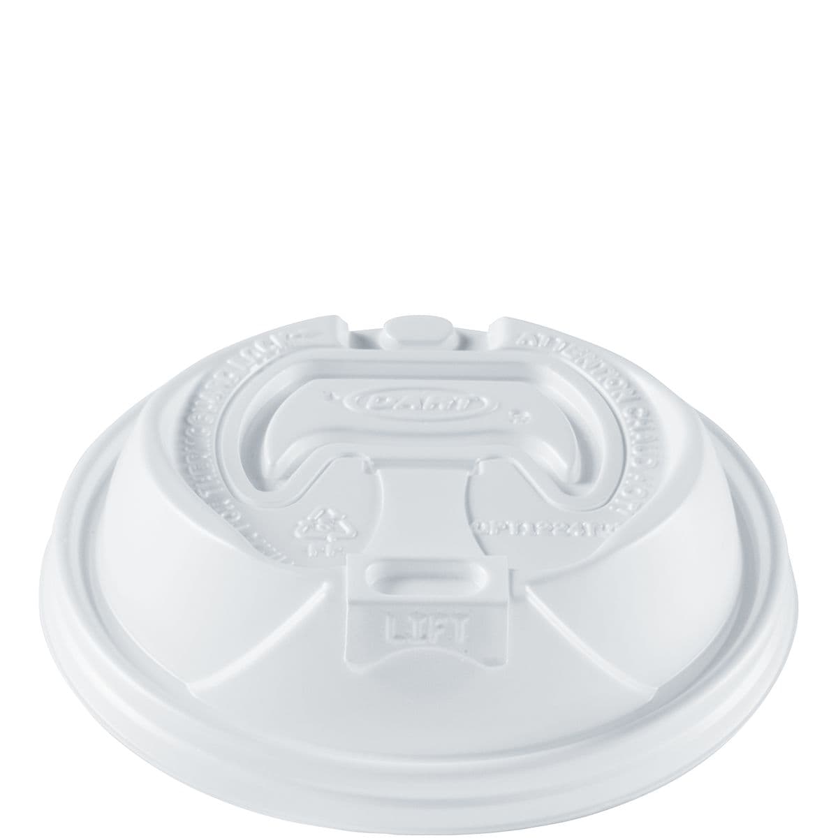 Dart® Optima® Lid 3.8X0.99 IN PP White For 12-24 OZ Hot Cup Reclosable Tab Microwave Safe 98 Count/Pack 12 Packs/Case