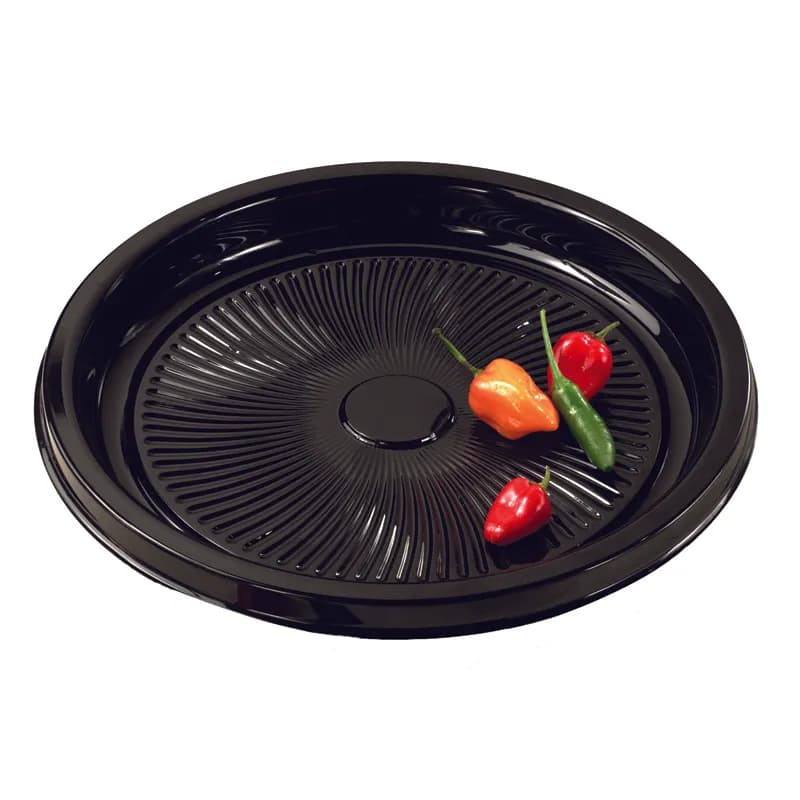 Serving Tray Base 12.25X1.25 IN PET Black Round 36/Case