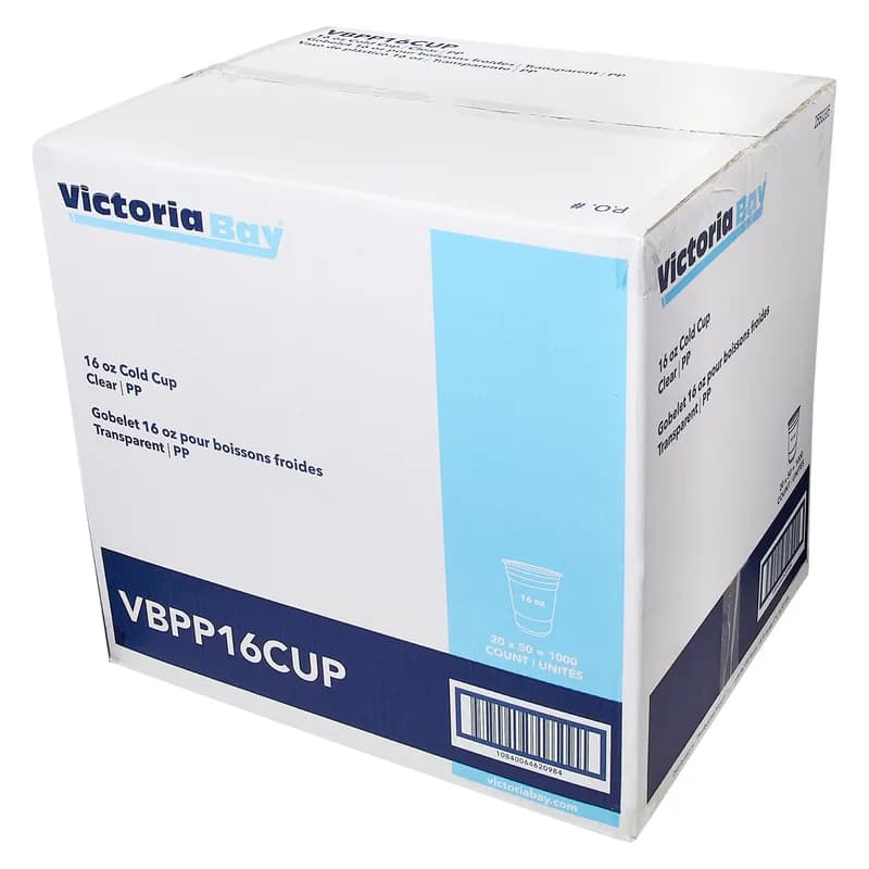 Victoria Bay Cold Cup 16 OZ PP Translucent Round Freezer Safe Microwave Safe 50 Count/Pack 20 Packs/Case 1000 Count/Case