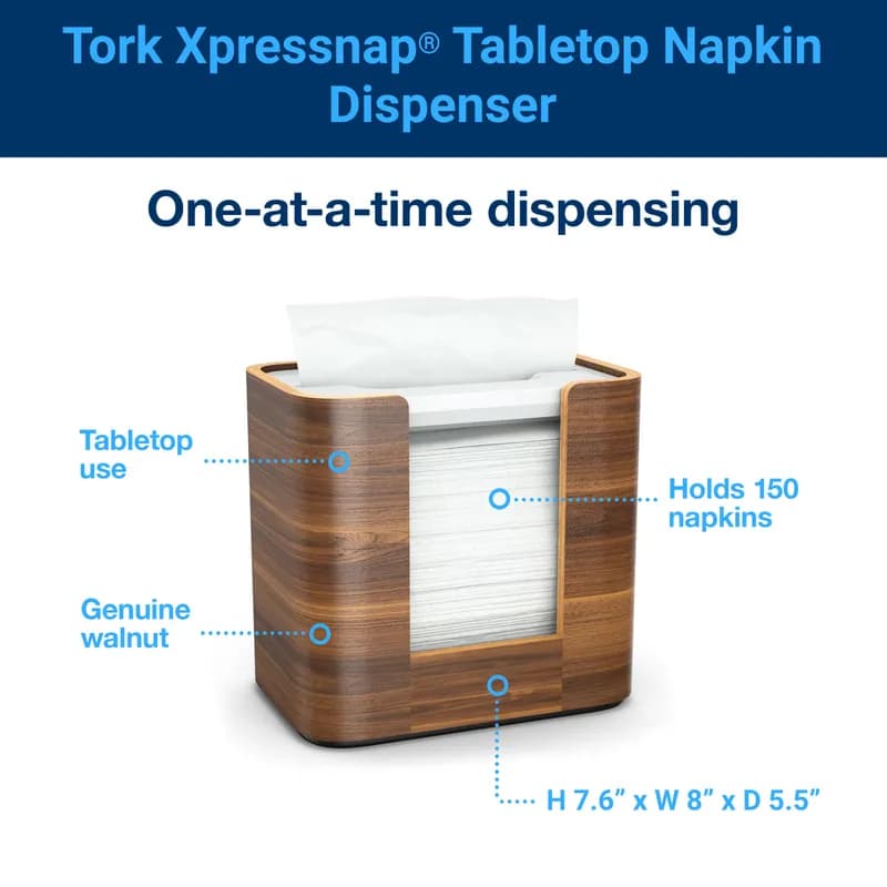 Tork Xpressnap® N4 Napkin Dispenser 5.5X8X7.6 IN Walnut Plastic Wood 1/Case