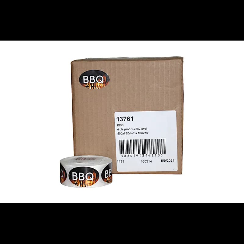 BBQ Meat Flavor Label 1.25X2 IN Oval 4 Color Process 500 Count/Roll 20 Rolls/Case 10000 Count/Case