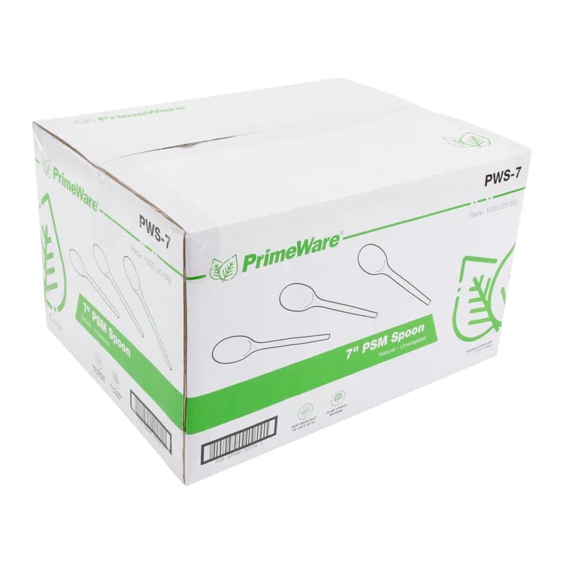 PrimeWare® Spoon 7 IN PSM Natural 50 Count/Pack 20 Packs/Case 1000 Count/Case