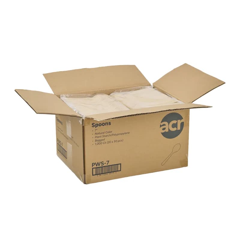 PrimeWare® Spoon 7 IN PSM Natural 50 Count/Pack 20 Packs/Case 1000 Count/Case