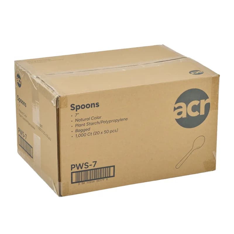 PrimeWare® Spoon 7 IN PSM Natural 50 Count/Pack 20 Packs/Case 1000 Count/Case