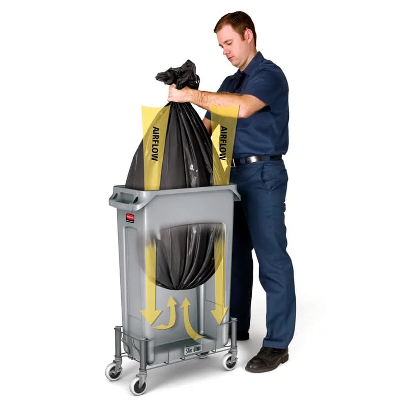 Slim Jim® Trash 1-Stream Trash Can 22X11X30 IN 23 GAL 92 QT Brown Rectangle Resin Slim 1/Each