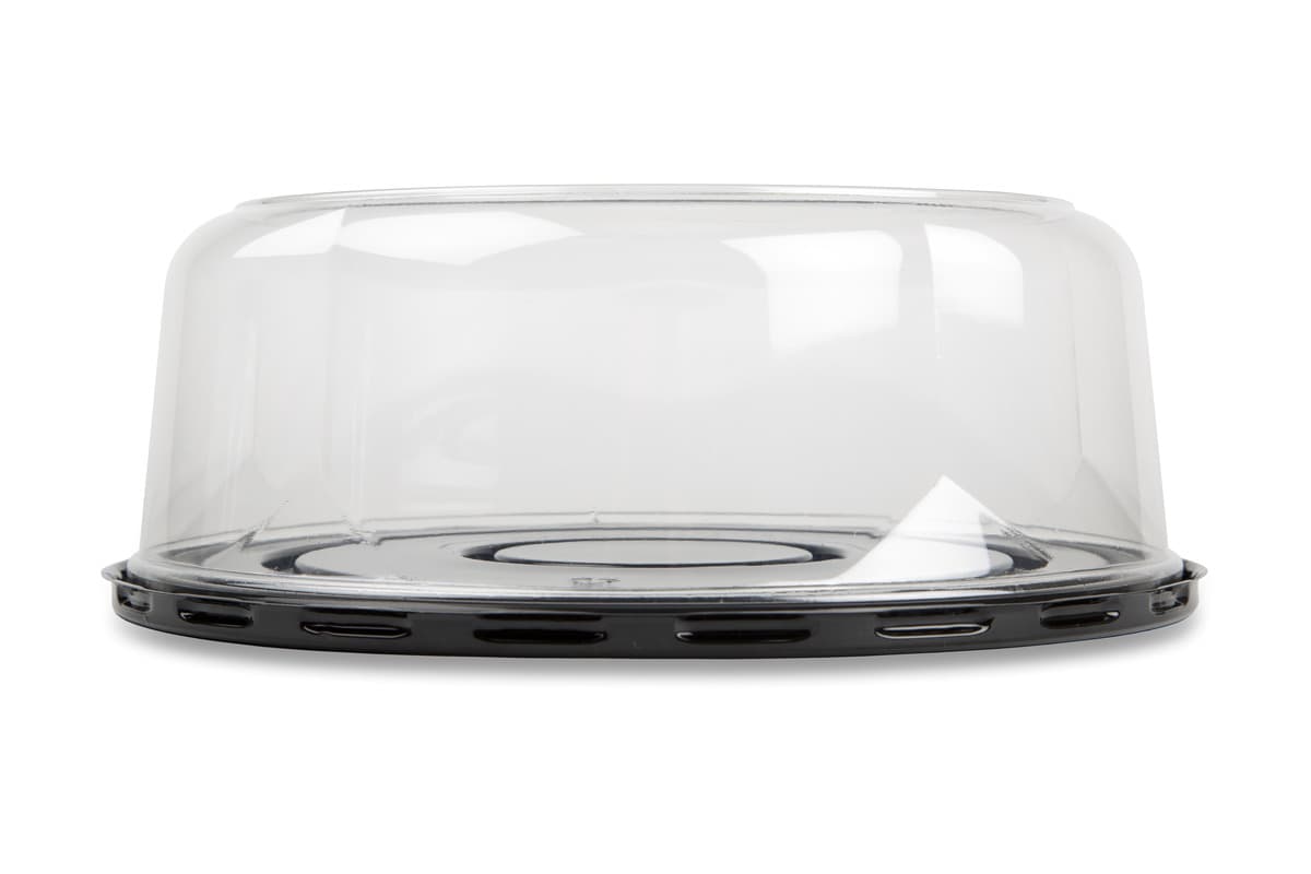 DisplayCake® Cake Container & Lid Combo With Dome Lid 8 IN PET Black Clear Round 100 Count/Case 16 Cases/Pallet