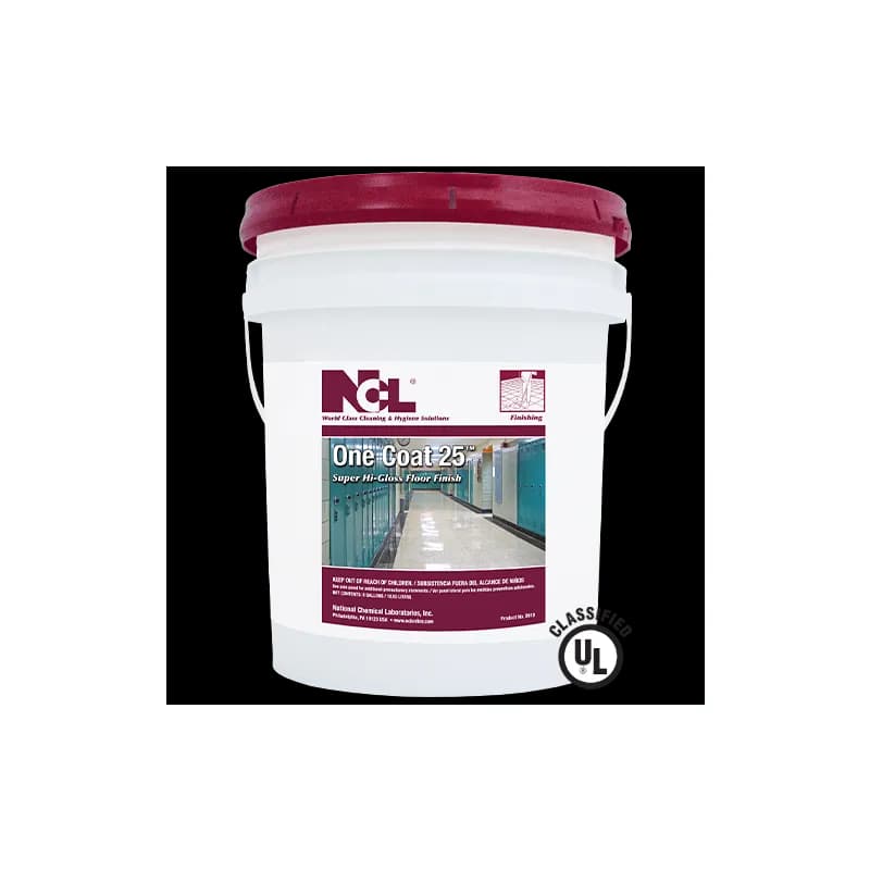 One Coat 25 Floor Finish 12X12X15 IN 5 GAL Burnishing RTU Metal Bonded Integrated Polymer 1/Pail