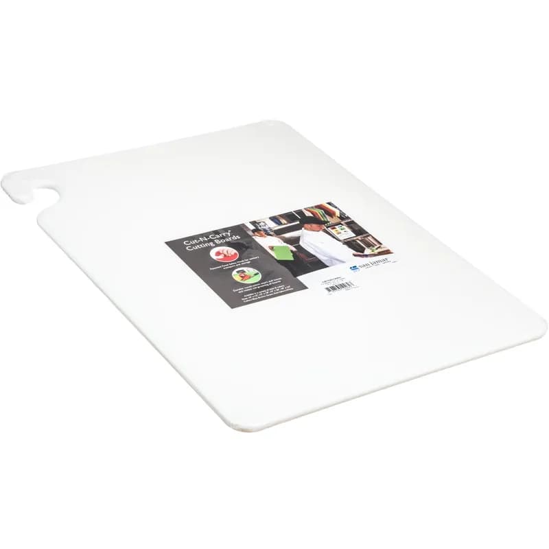 San Jamar Cut-N-Carry Cutting Board 15X20X0.5 IN White 1/Each