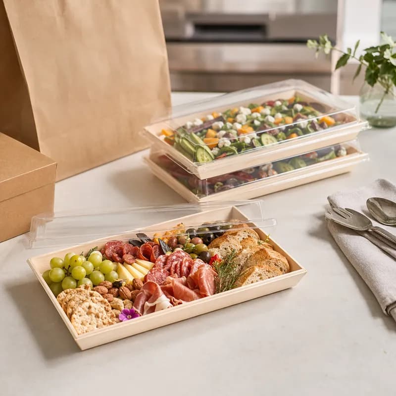 Balsa Serving Tray Base & Lid Combo 8X11X1 IN Wood Natural Clear 50/Case