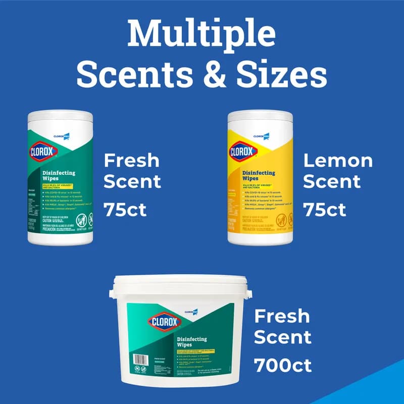 Clorox® Lemon Fresh One-Step Disinfectant Multi Surface Wipe Bleach-Free Antibacterial 75 Count/Pack 6 Packs/Case