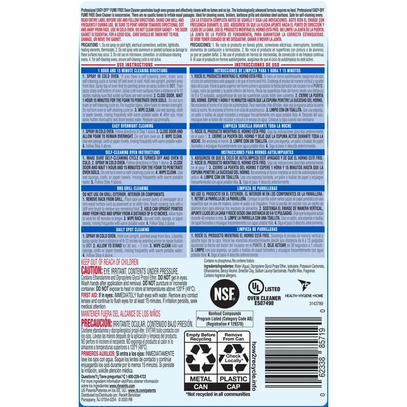 Easy-Off® Lemon Oven Cleaner 24 OZ Foam Aerosol Spray Fume Free 6/Carton
