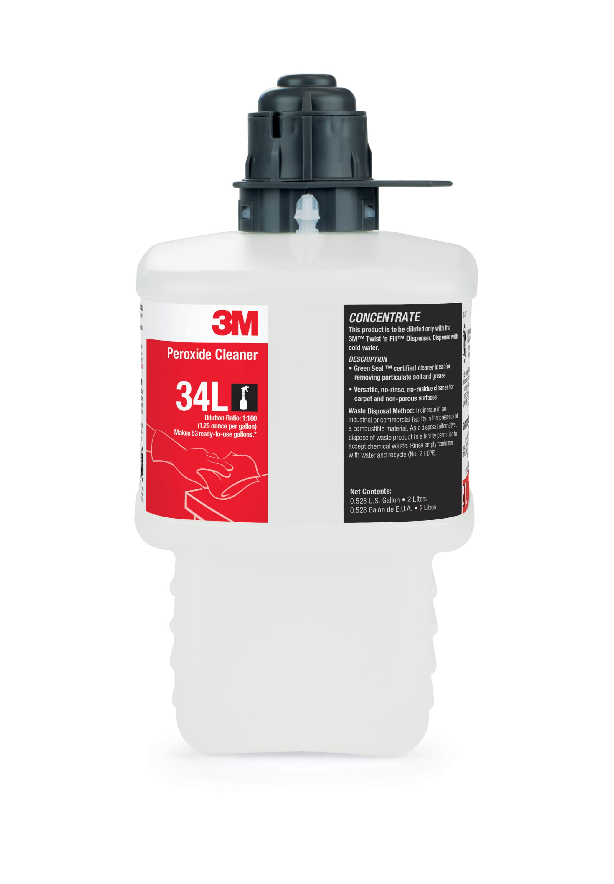 3M™ 34L Unscented All Purpose Cleaner 2 L Multi Surface Light Duty Daily Concentrate Peroxide No Rinse 1/Box
