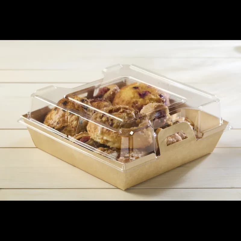 Lid Dome PET Clear For Kraft 9” x 9” EcoSnap Square Container 300/Case