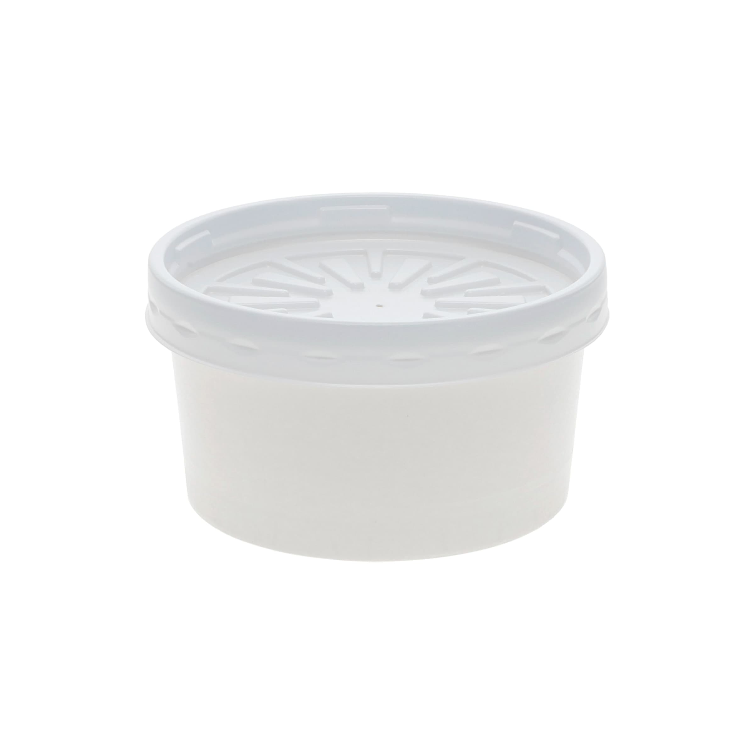 Soup Food Container Base & Lid Combo 8 OZ Paperboard White Round 250/Case