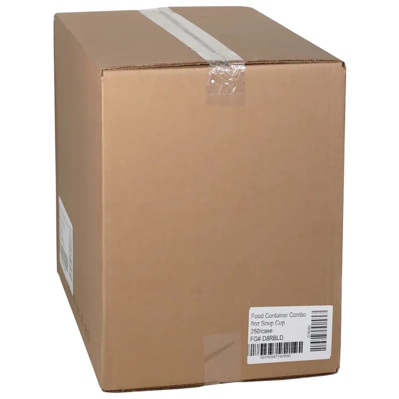 Soup Food Container Base & Lid Combo 8 OZ Paperboard White Round 250/Case