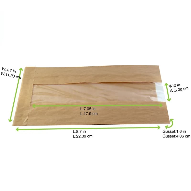 Vista Chic Cold & Hot Bag 4.7X8.7+2 IN Paper Kraft With Window 1000 Count/Case