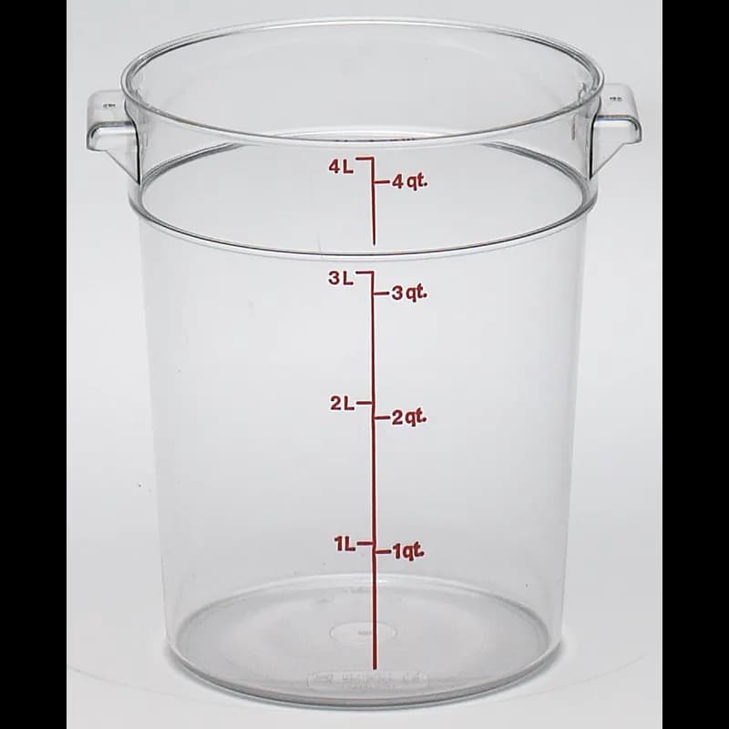 Camwear® Food Storage Container 4 QT Clear Round PC Dishwasher Safe Freezer Safe 1/Each