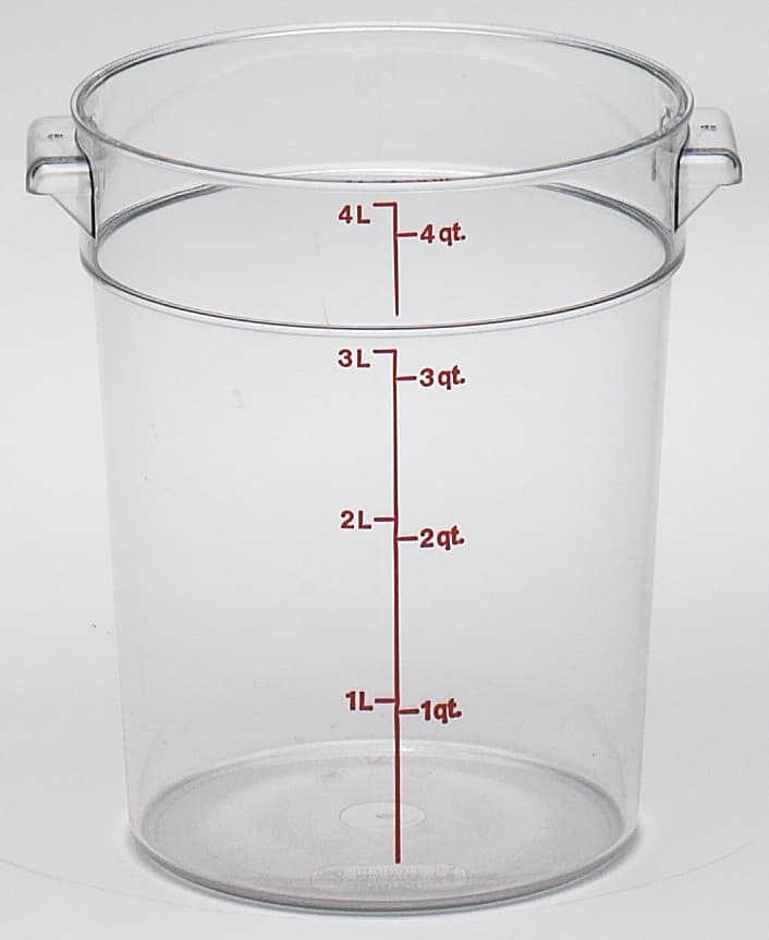 Camwear® Food Storage Container 4 QT Clear Round PC Dishwasher Safe Freezer Safe 1/Each