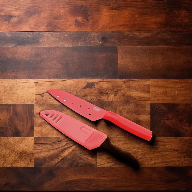 Colori Santoku Knife 9X1.5X0.3 IN Stainless Steel Red Small Japanese Style Blade 1/Each