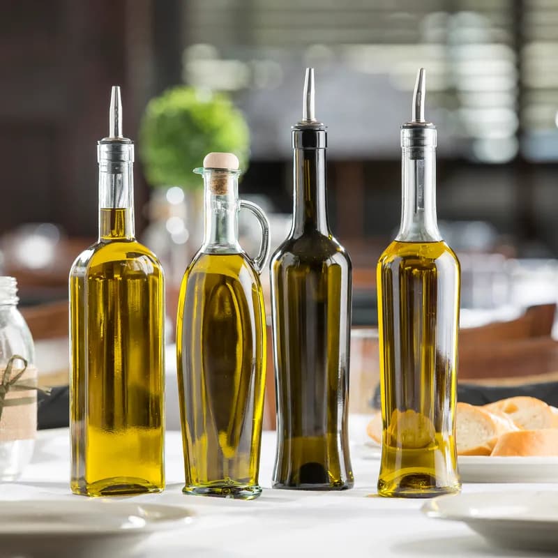 Oil & Vinegar Bottle 16 OZ Glass Green Pour Spout 1/Each
