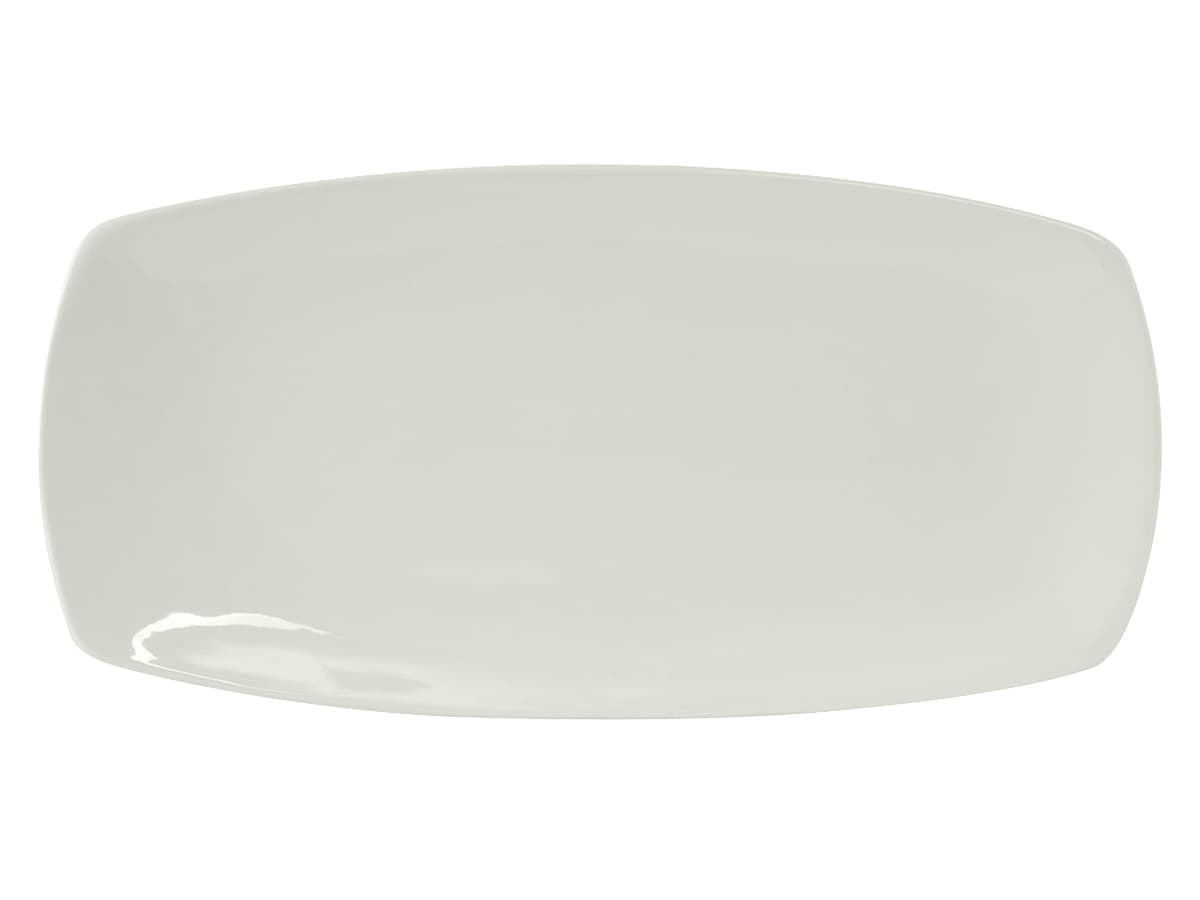 Plate 16X8 IN China Porcelain White Rectangle Tapered Ends Fully Vitrified 12/Case