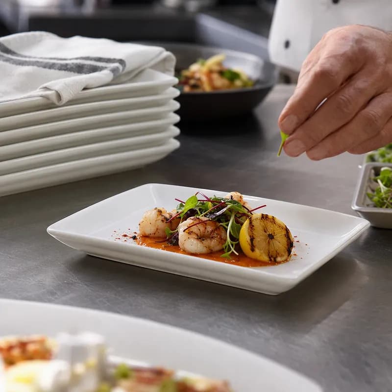 Plate 8X5.5 IN China White Rectangle Fully Vitrified Oven Safe Dishwasher Safe Microwave Oven Safe 12/Case