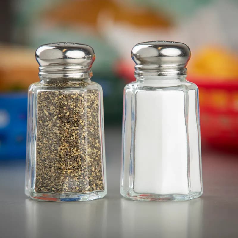 Salt & Pepper Shaker 1 OZ Glass Clear Mushroom Top Hand Wash 1/Each