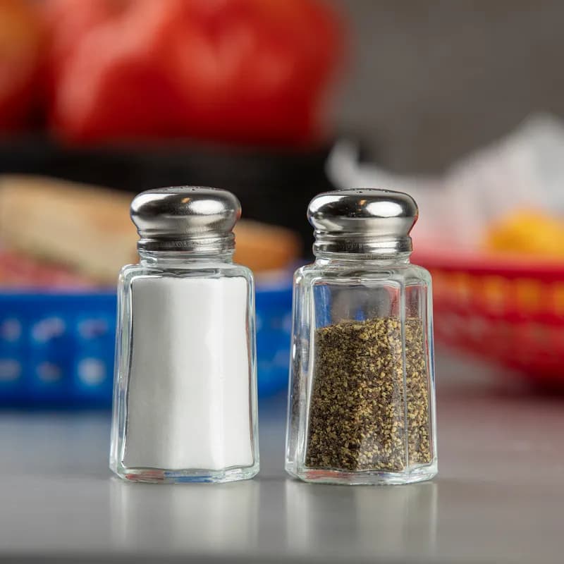 Salt & Pepper Shaker 1 OZ Glass Clear Mushroom Top Hand Wash 1/Each