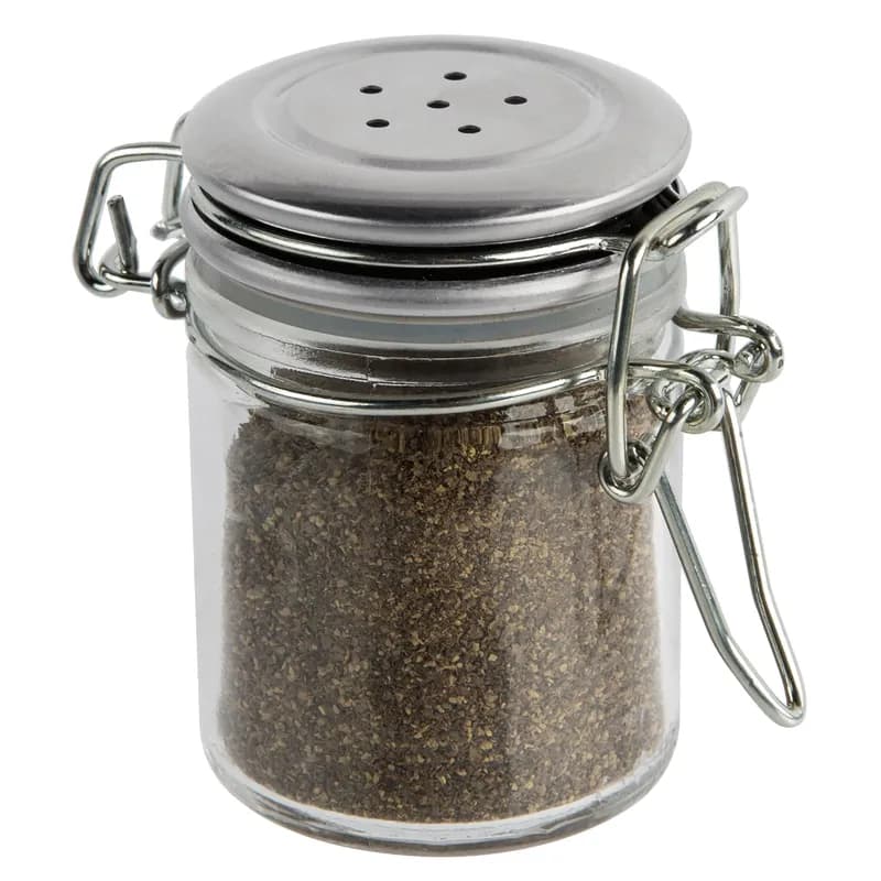 Salt & Pepper Shaker 1.5 OZ Glass Clear Sealable Clip-On Dishwasher Safe 1/Each