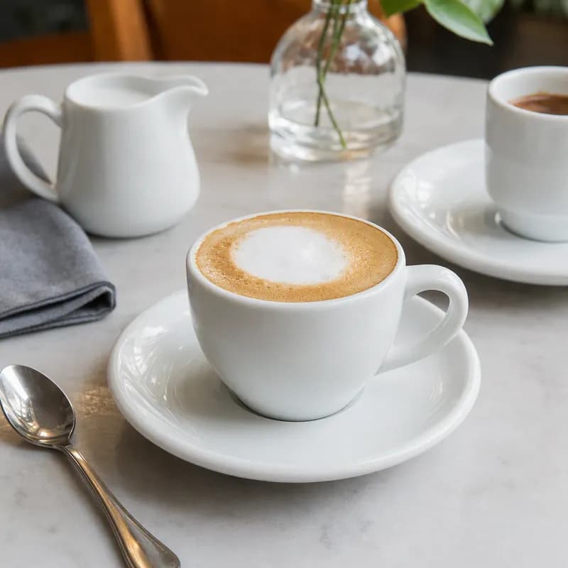 Cappuccino Saucer 6.75 IN China White Round Fully Vitrified Oven Safe Dishwasher Safe Microwave Oven Safe 24/Case