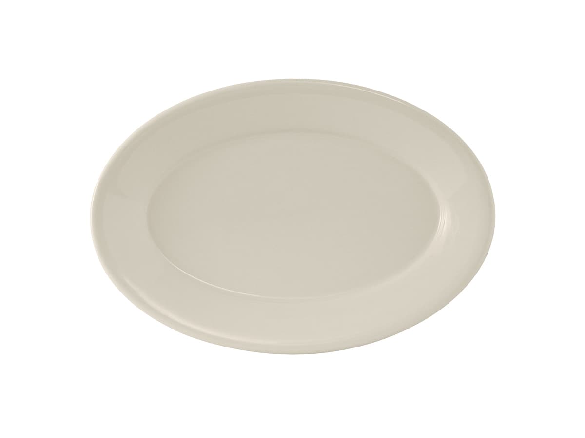 Reno Platter 10.5X7.375 IN China Eggshell Oval Wide Rim Rolled Edge Fully Vitrified 24/Case