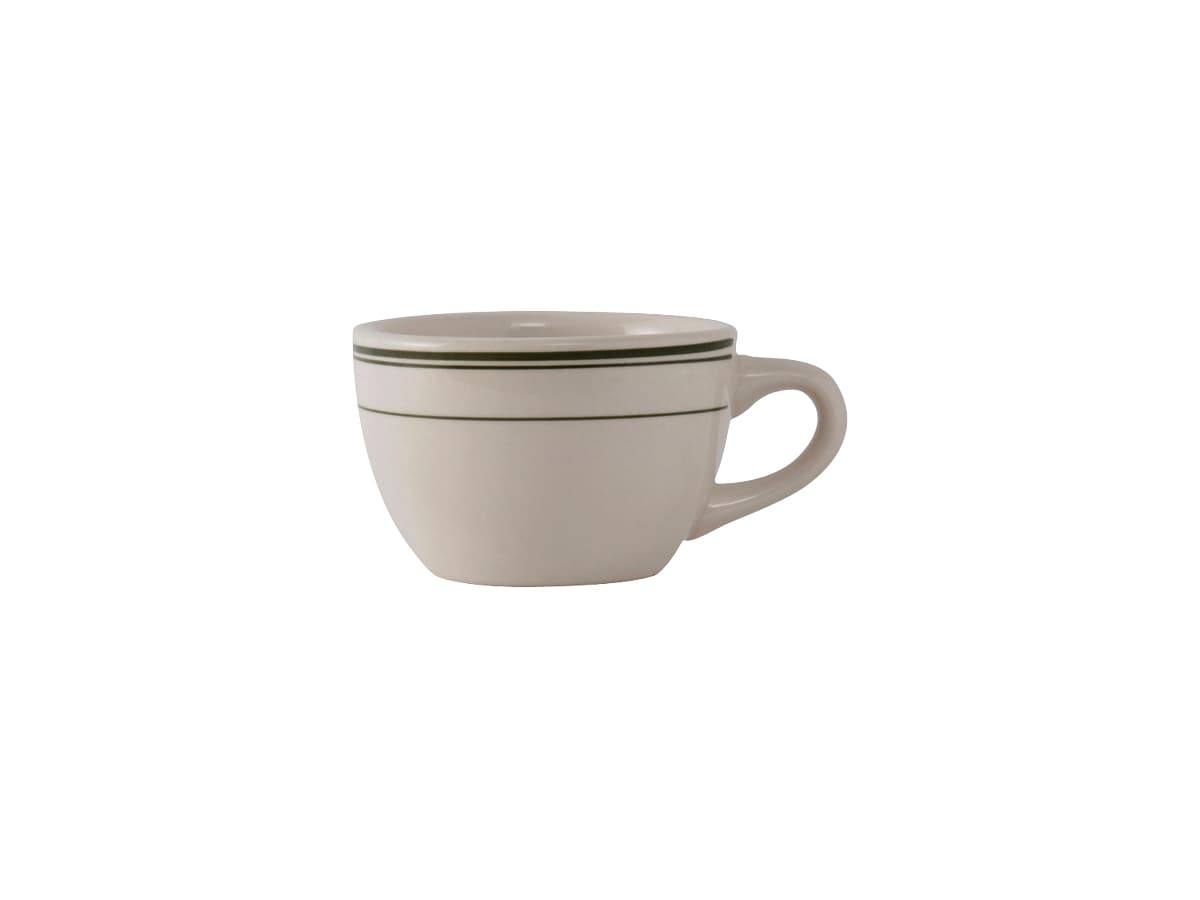 Green Bay Coffee Cup 7 OZ China Eggshell Green Round Banded Fully Vitrified 36/Case