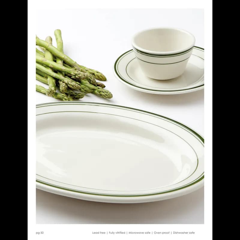 Green Bay Bouillon Cup 4 IN 8 OZ China Eggshell Green Round Banded Fully Vitrified 36/Case