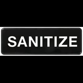 Sanitize Sign 9X3 IN Plastic White Black Self-Adhering 1/Each