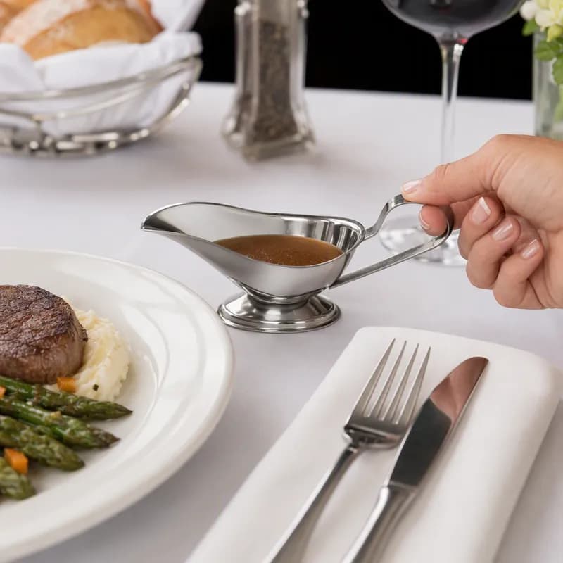 Gravy & Sauce Boat 6.125X2.875X2.75 IN 3 OZ Stainless Steel 1/Each
