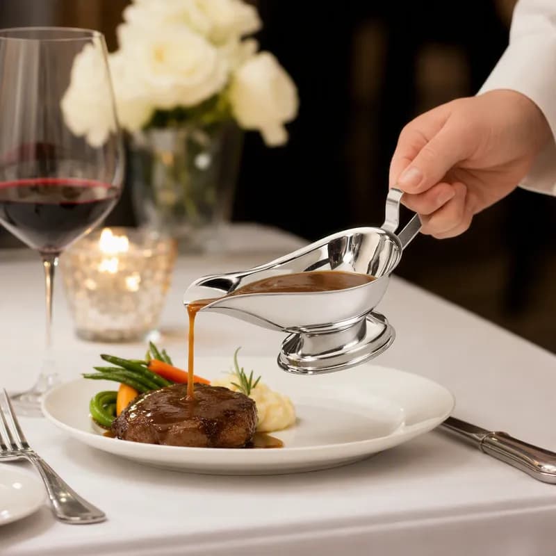 Gravy & Sauce Boat 7X3X3.25 IN 5 OZ Stainless Steel 1/Each