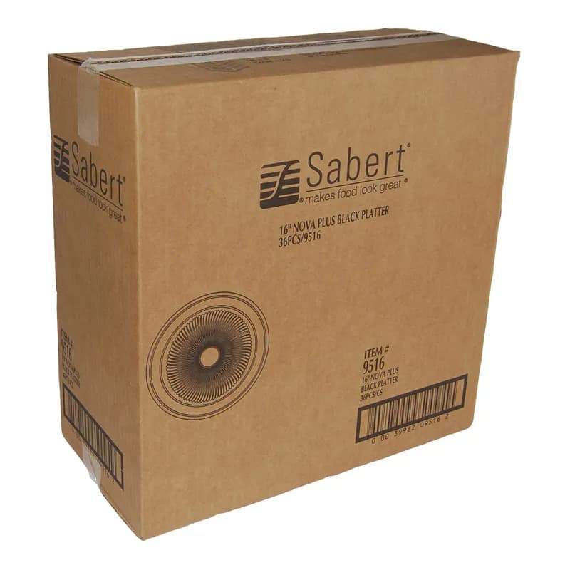 Serving Tray Base 16.13X1.38 IN PET Black Round 36/Case