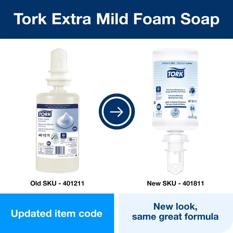 Tork Hand Soap 33.8 FLOZ Perfume-Free Clear Foaming Extra Mild For S4 1 Count/Pack 6 Packs/Case 6 Count/Case