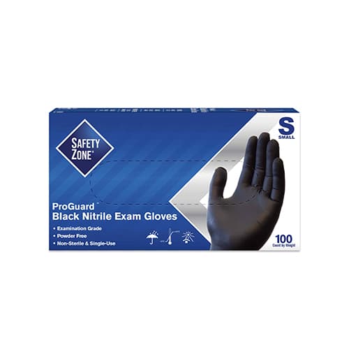 Safety Zone® Gloves Small (SM) Black Economy Nitrile Powder-Free 1000/Case