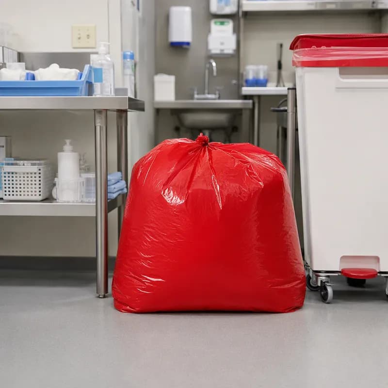 Biohazard Bag 30X36 IN Red LLDPE 1.25MIL Flat Pack 100/Case
