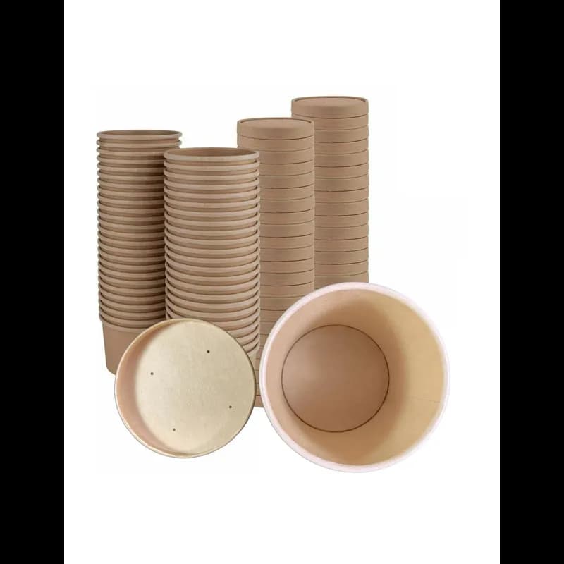 Food Container Base & Lid Combo 24 OZ Paper Kraft 250/Case
