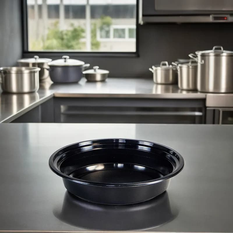 Take-Out Container Base 24 OZ PP Black Round 300/Case
