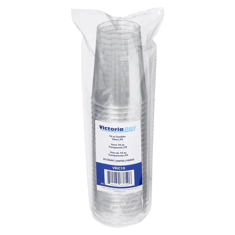 Victoria Bay Cold Cup Tumbler 10 OZ PS Clear 25 Count/Pack 20 Packs/Case 500 Count/Case