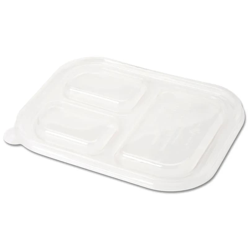 Lid Dome 10.2X7.8X0.6 IN 3 Compartment Plant Fiber Clear Rectangle For Container 400/Case