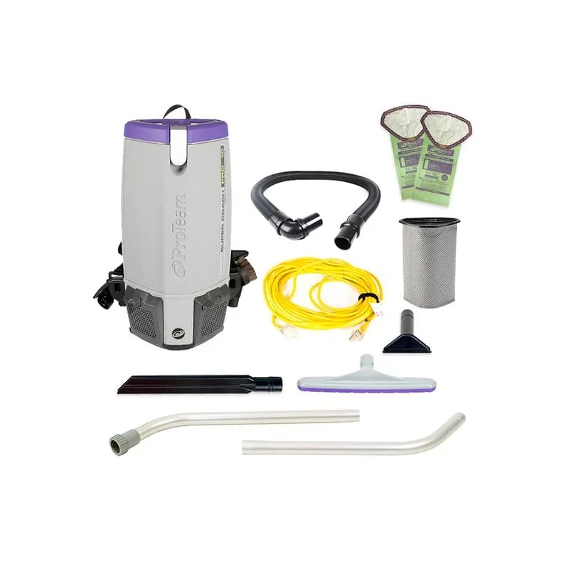Super Coach Pro Backpack Vacuum 10 QT With 50FT Cord With Xover Multi-Surface Two-Piece Wand Tool Kit 1/Each