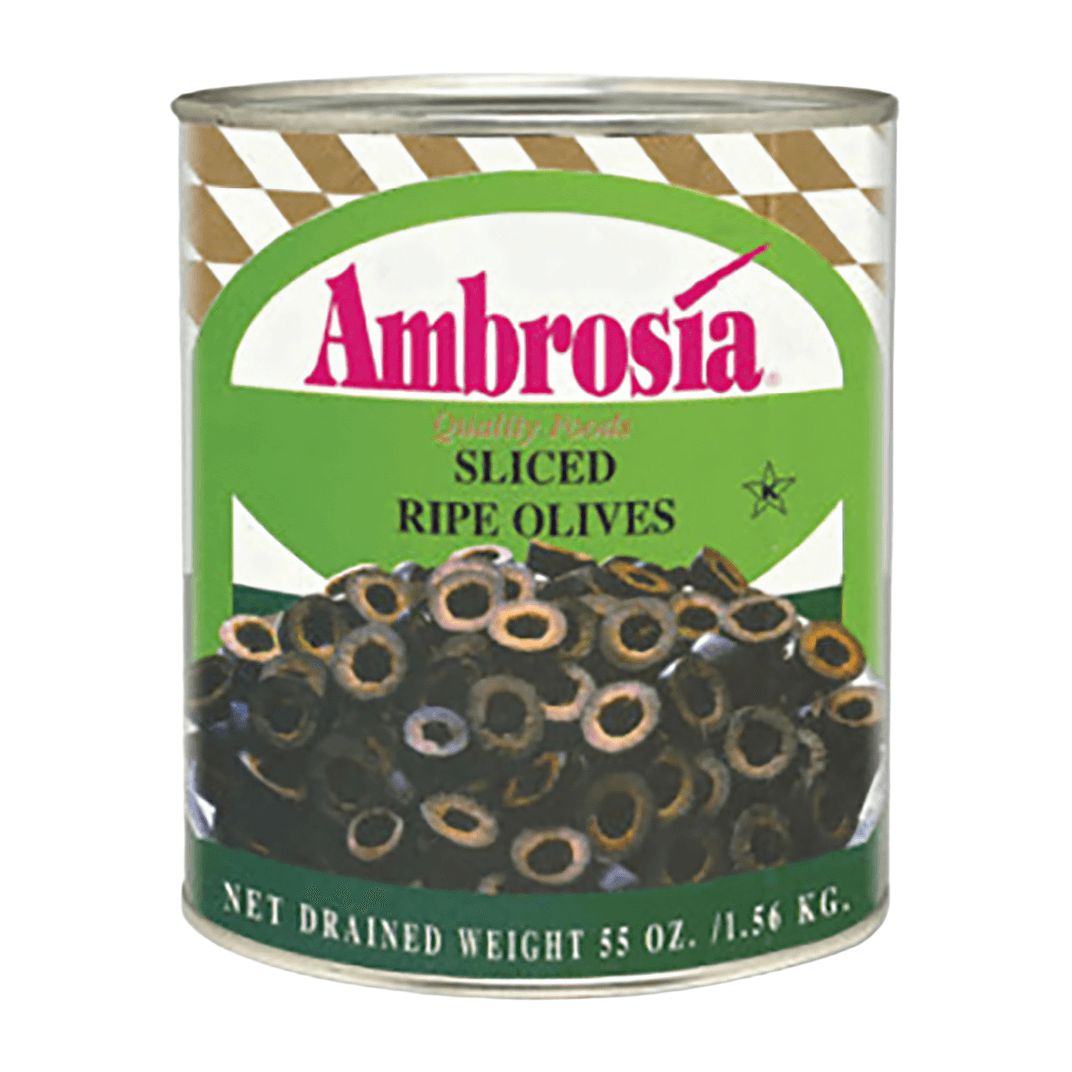 Ambrosia Sliced Black Olives #10 CN 6/Case